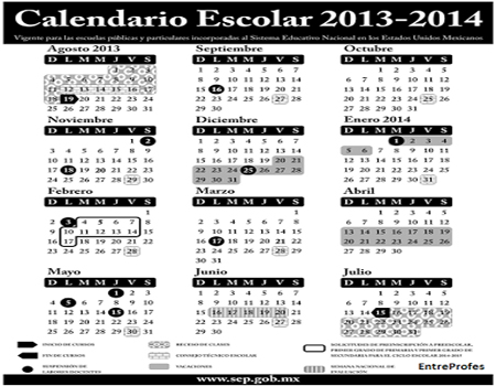 Calendario Escolar Año 2014 Ciclo Escolar de la SEP Propuesta